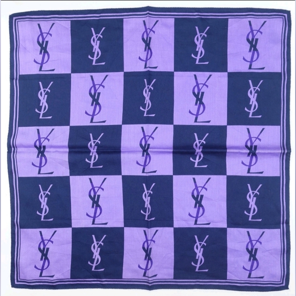 YSL Cotton Scarf Handkerchief Yves Saint Laurent For Hair Bag - Picture 2 of 6